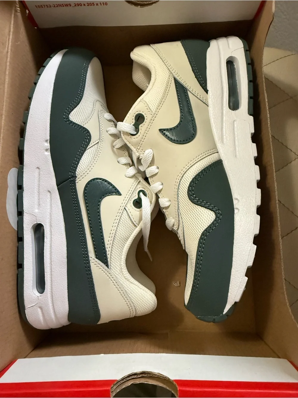 Nike White and Dark Green Sneakers